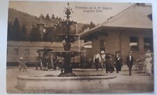 Rppc postcard Eugene Oregon FOUNTAIN AT S.P. DEPOT, SHELTON McMURPHY HOUSE 1900s picture
