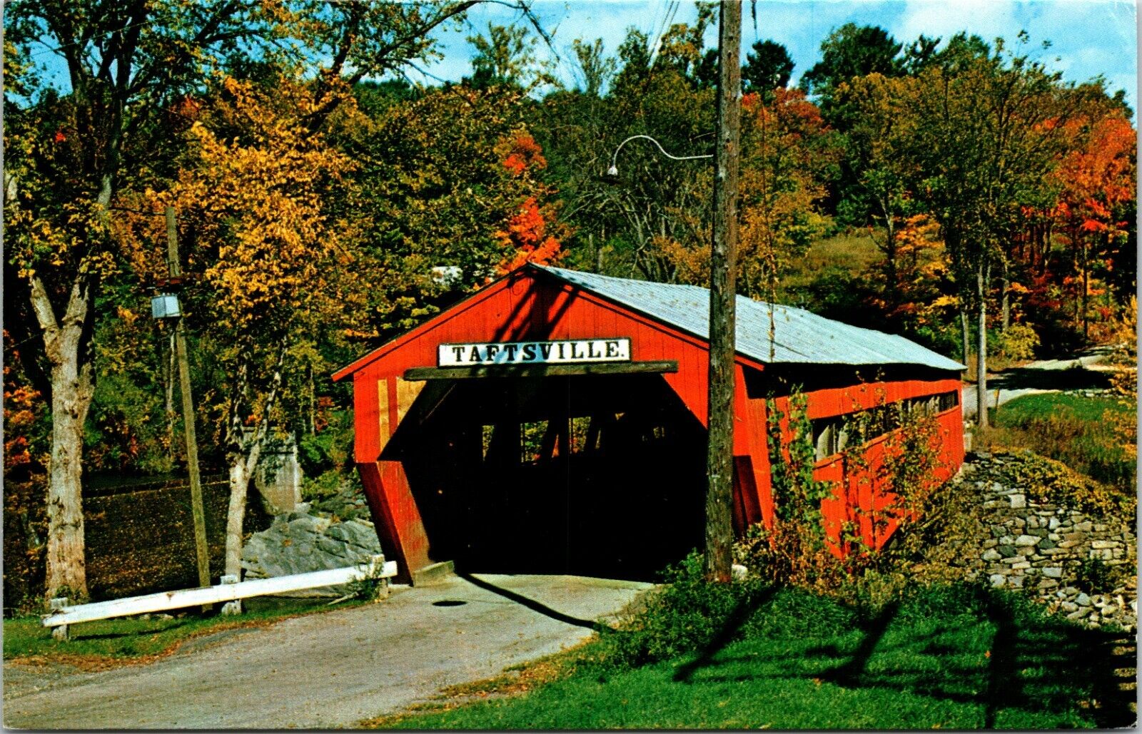 Old Covered Bridge on Route 4 Taftsville Vermont Vintage Postcard