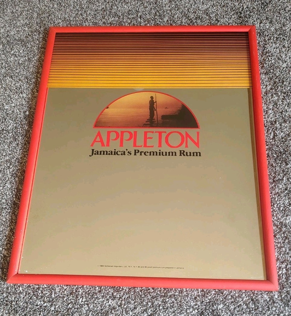 Vintage Appleton Estate Jamaica Rum Mirror Sign Advertising