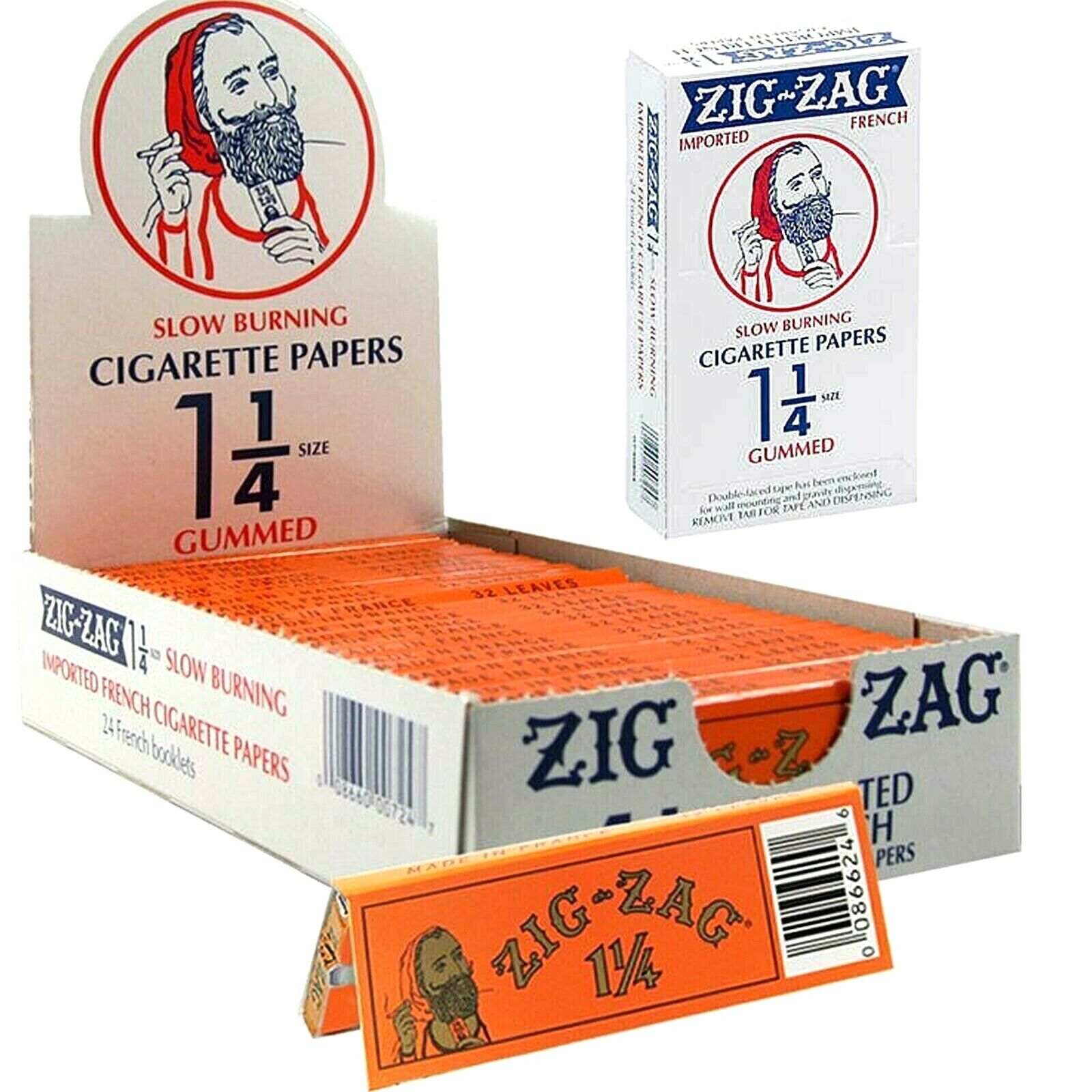 Zig Zag Orange 1 1/4 Rolling Papers 24 Pks Genuine *New Sealed Box* USA Shipped