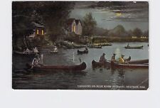 PPC Postcard NE Nebraska Beatrice Canoeing On The Blue River By Night picture