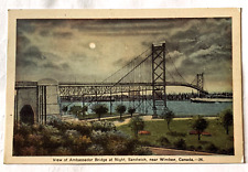Postcard Windsor Canada Ambassador Bridge At Night DB Unposted picture