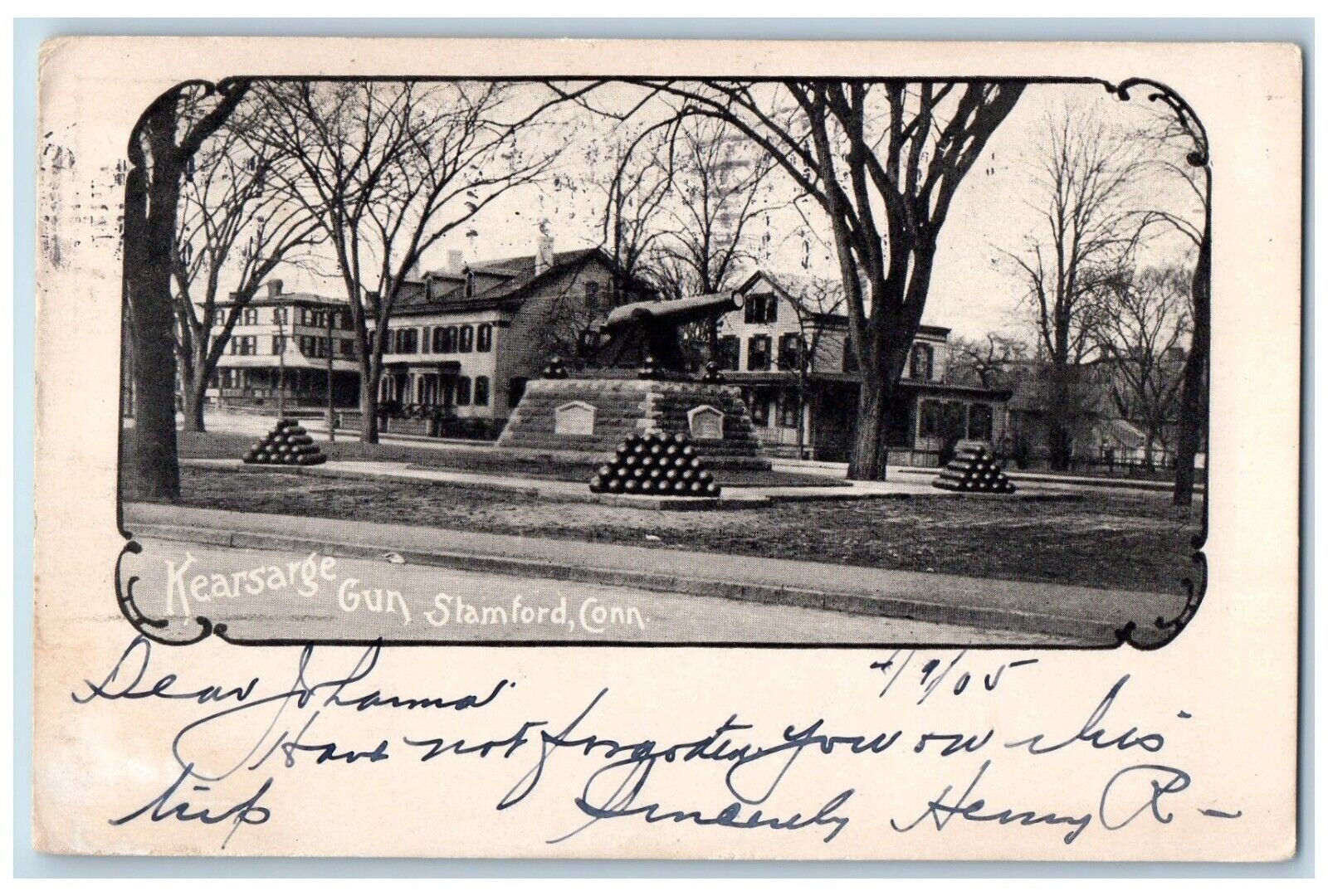 Stamford Connecticut Postcard Kearsarge Gun Exterior View c1905 Vintage Antique