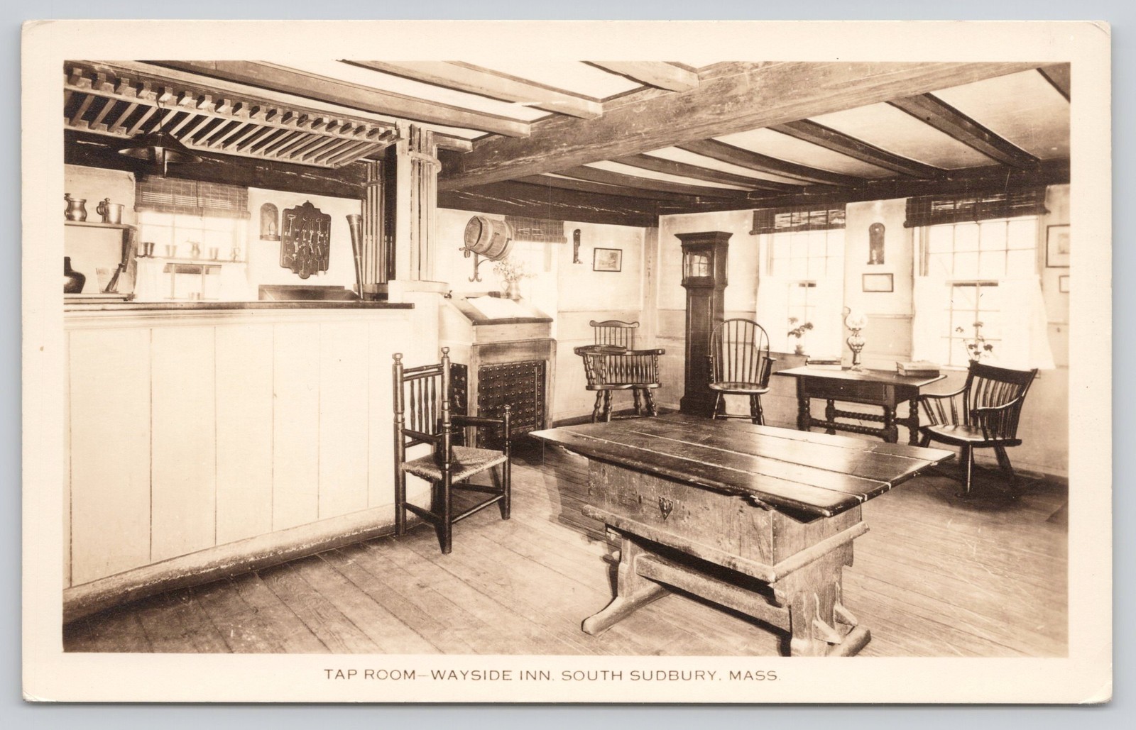 Tap Room Longfellow's Wayside Inn South Sudbury MA Real Photo Postcard Tap Room Longfellow's Wayside Inn South Sudbury MA Real Photo Postcard