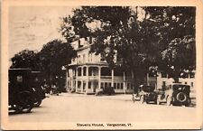 Postcard Stevens House, Early Automobiles, Street Scene in Vergennes, Vermont picture