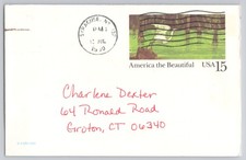 Syracuse, NY, America the Beautiful USA 15 stamp to Groton CT Chrome 1990 picture