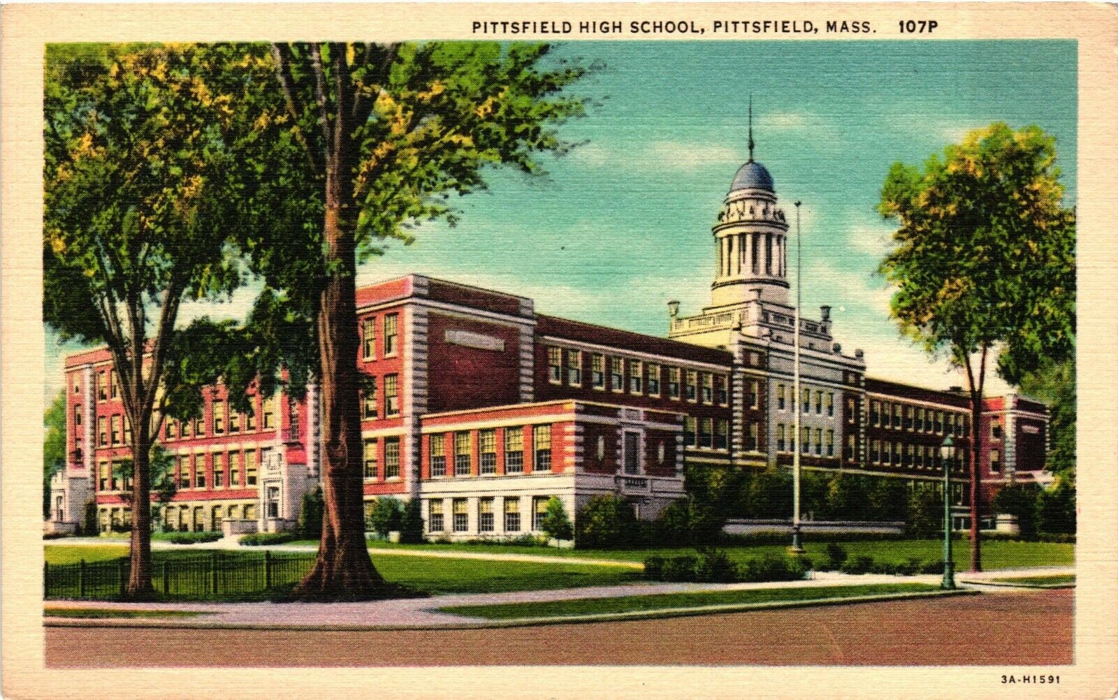 Vintage Postcard - Pittsfield High School Building Un-Posted Massachusetts #3600