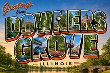 Greetings from Downers Grove Illinois Modern Vintage Postcard Large Letter B899 picture
