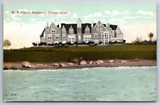 Groton Connecticut~MF Plants Home Residence~Striped Awnings~c1910 Postcard picture