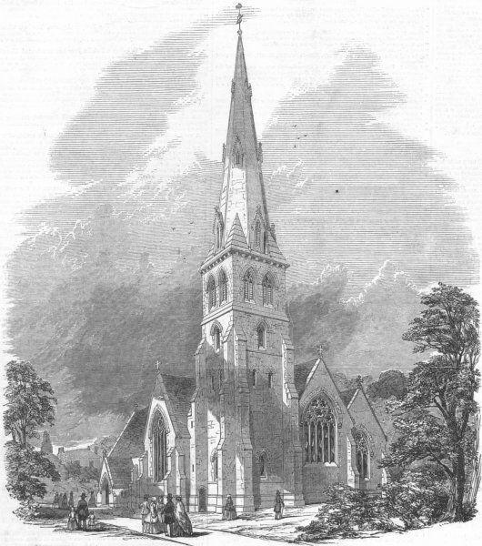 DORSET. St Stephen Martyr church, Ave Rd, Portland, antique print, 1849