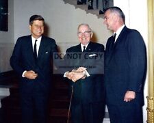JOHN F. KENNEDY WITH HARRY TRUMAN AND LYNDON JOHNSON - 8X10 PHOTO (OP-766) picture