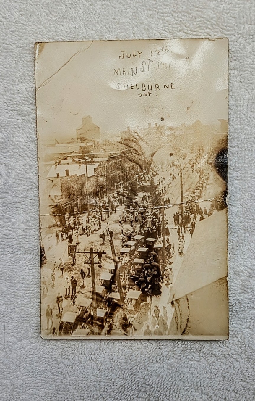 RPPC Shelburne ON Main St. July 12 1911 Orange Lodge Parade Battle of the Boyne RPPC Shelburne ON Main St. July 12 1911 Orange Lodge Parade Battle of the Boyne