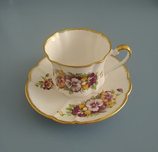 Salisbury Bone China England Cup and Saucer Floral with Gold Trim picture
