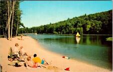 Bartonsville, PA Pennsylvania  BARTON GLEN LAKE  Family~Beach~Sailboat  Postcard picture
