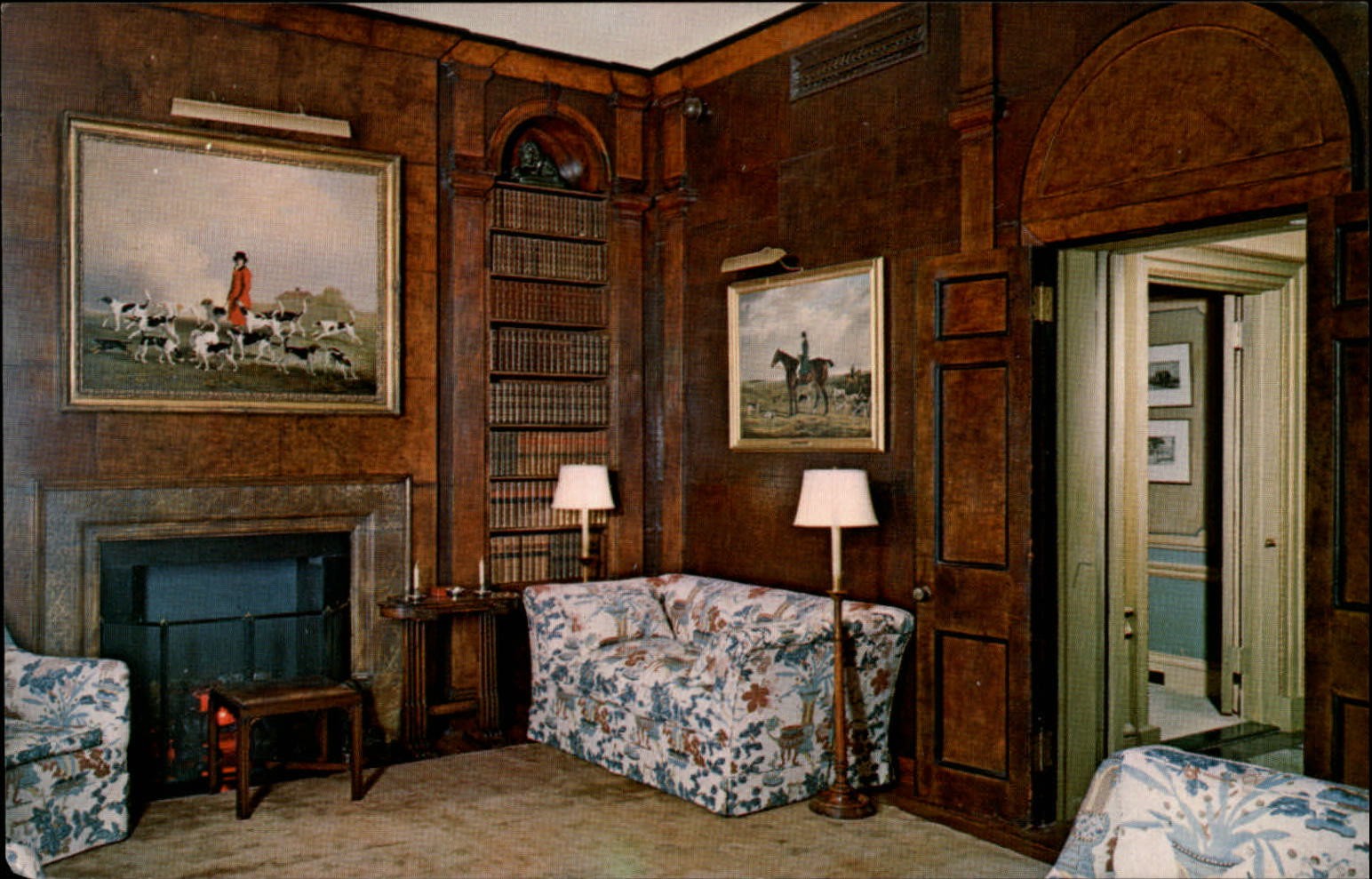 Vermont Shelburne Museum Leather Room Library ~ postcard sku945