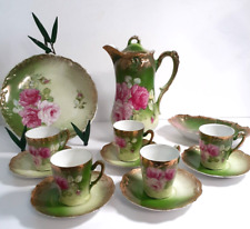 Wheelock Germany Chocolate Pot Set La France Rose - Hand Painted 13 Piece Set picture