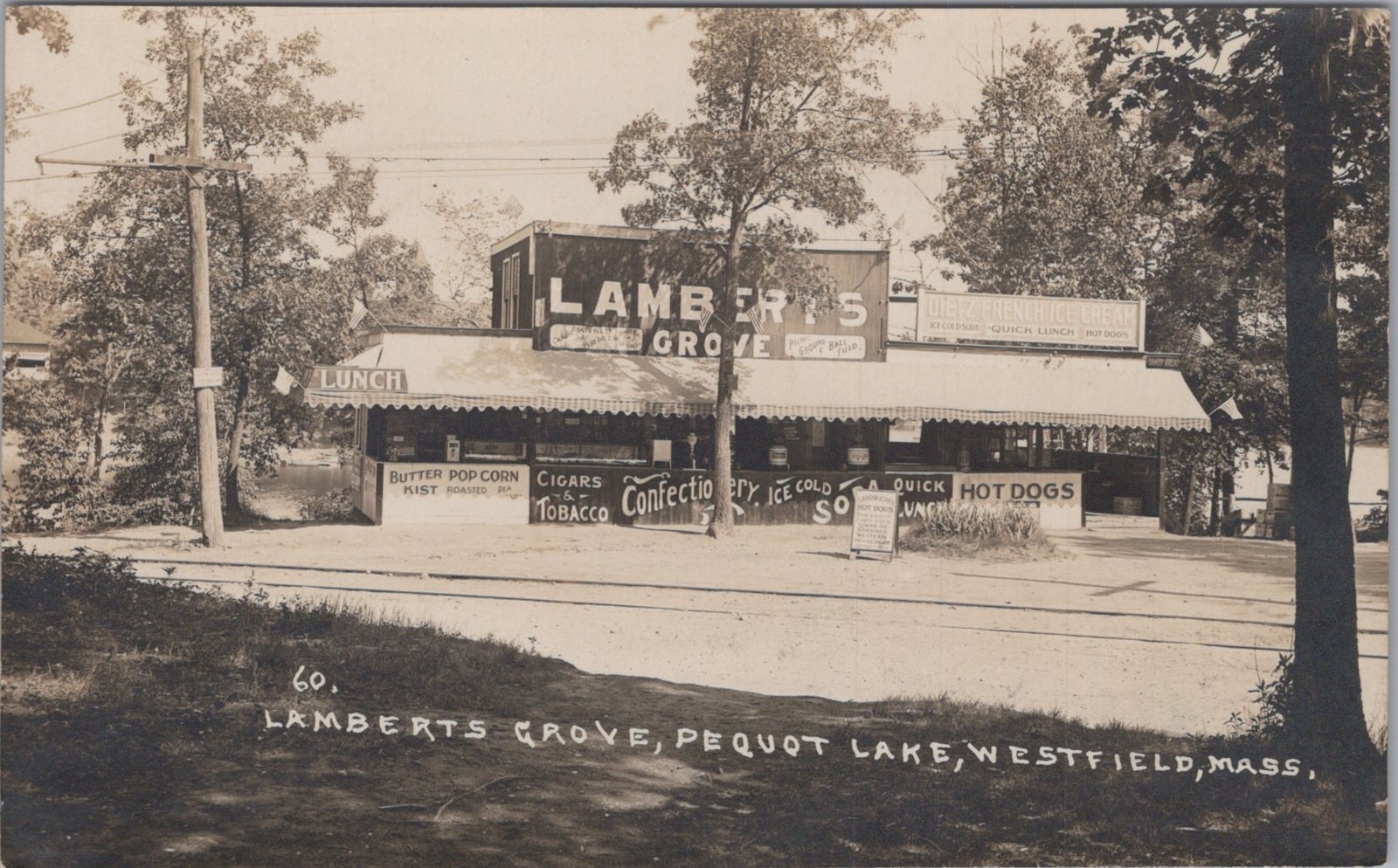 Lamberts Grove Pequot Lake Westfield MA Dietz Ice Cream Soda RPPC 1927 Postcard Lamberts Grove Pequot Lake Westfield MA Dietz Ice Cream Soda RPPC 1927 Postcard