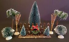 NEW Christmas Village 8 pc Accessory Fence Trees Bush Like Lemax Dept 56 Forest  picture