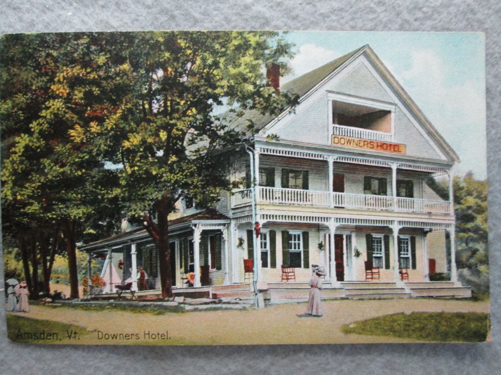 Antique Downers Hotel, Amsden, Vermont Postcard  
