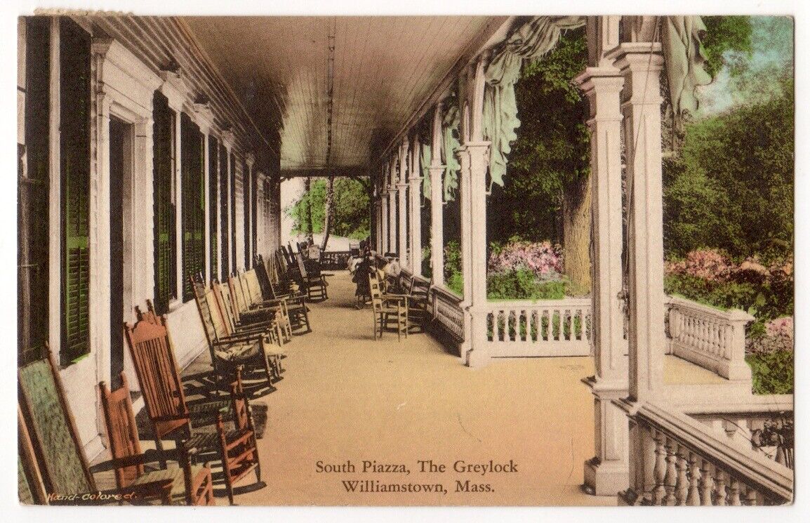 Williamstown Massachusetts c1930 The Greylock Hotel, South Piazza, rocking chair