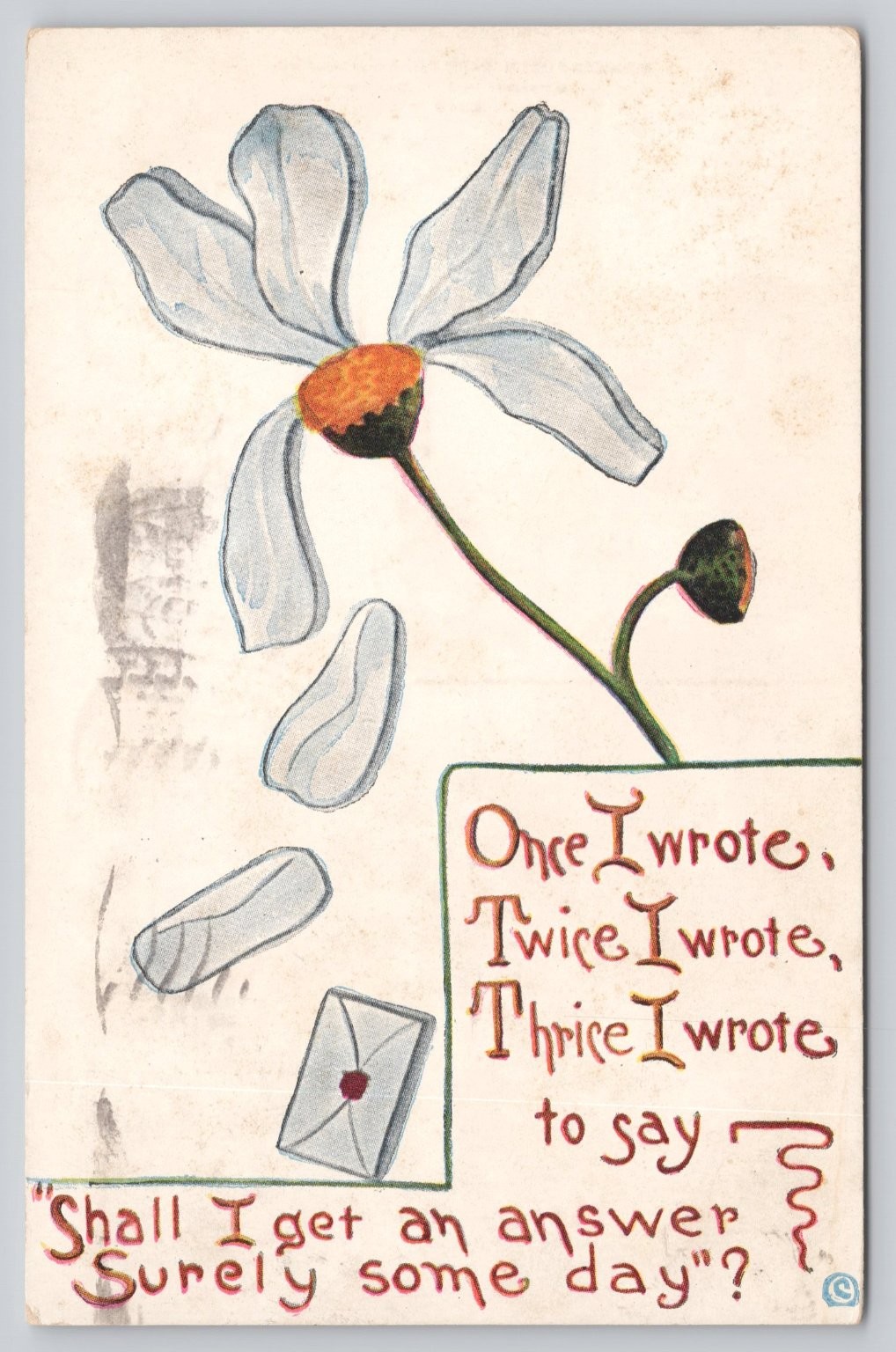 1912 Daisy Flower Poem Postcard, Belvidere Postmark, Antique Sent Mail 1912 Daisy Flower Poem Postcard, Belvidere Postmark, Antique Sent Mail