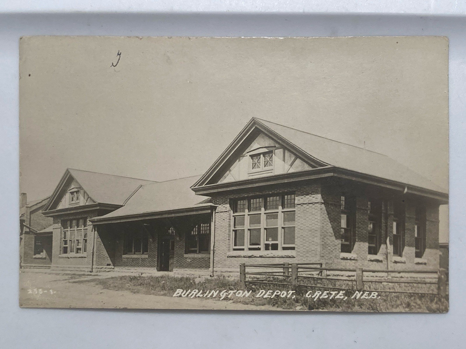 1910 Crete, Nebraska NE BURLINGTON DEPOT Railroad Train Station RPPC Postcard