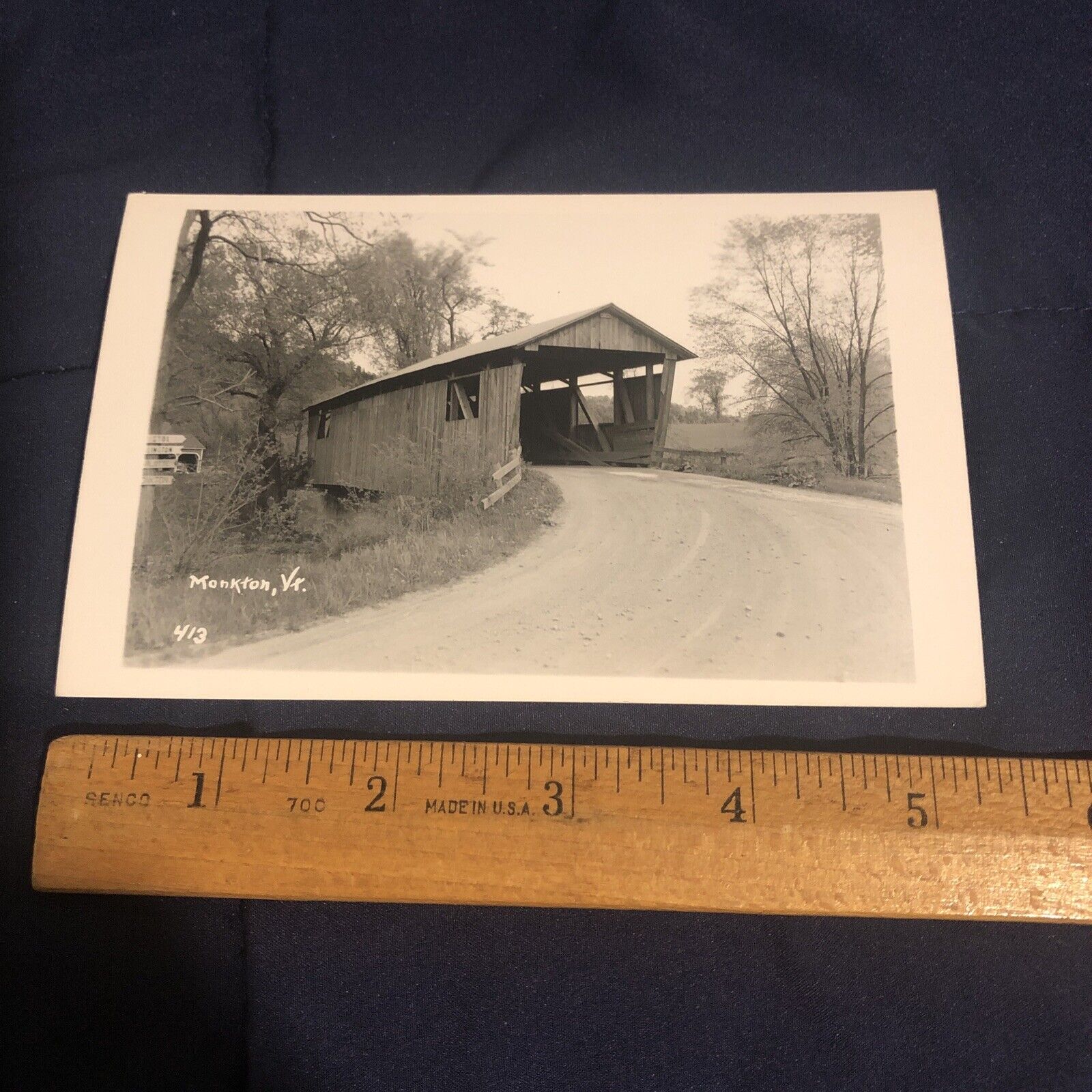 Vintage Covered Bridge Monkton Vermont Unused RPPC Postcard Kodak