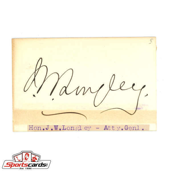 James W. Longley (d.1922) Canadian Politician and Judge Signed Card