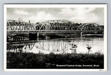 Brunswick ME-Maine, Brunswick Topsham Bridge, Antique Vintage Souvenir Postcard picture