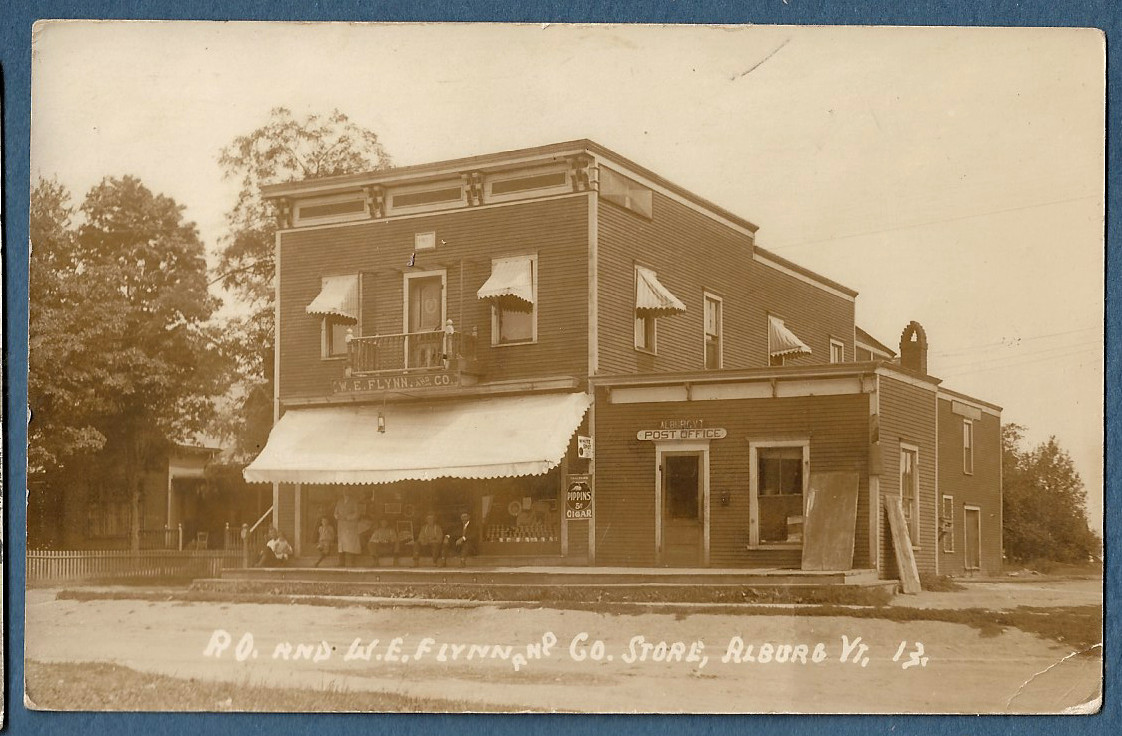 1372 RPPC c1910 Photo Postcard Post Office & WE Flynn & Co. Store Alburgh Vt 1372 RPPC c1910 Photo Postcard Post Office & WE Flynn & Co. Store Alburgh Vt