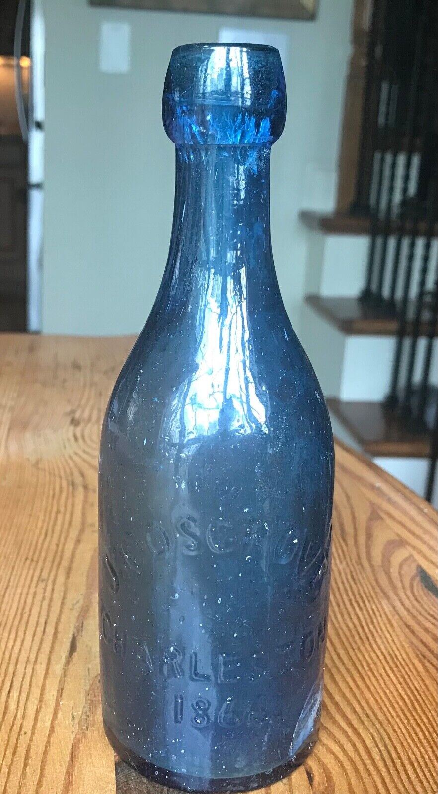 J. Cosgrove Charleston  1866 Safire Blue Blob Top Soda Bottle