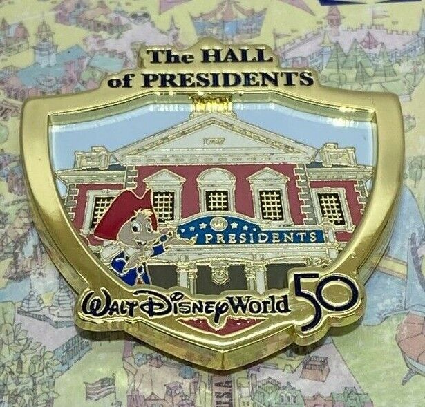 The Hall Presidents Disney World 50th Anniversary Opening Attractions Crest Pin