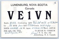 1955 VE1VN Lunenburg Nova Scotia Canada QSL Ham Radio Card picture
