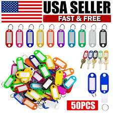50 PCS Key Tags Plastic W/ Split Ring Luggage Fobs ID Card Name Label Keychain picture
