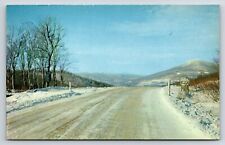 Postcard Entering Snow Valley Ski Area, Vermont,  Snow Covered Road, Mtn View  picture
