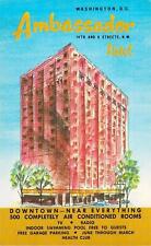 Ambassador Hotel at 14 & K Streets NW, Washington DC Color Vintage Postcard picture