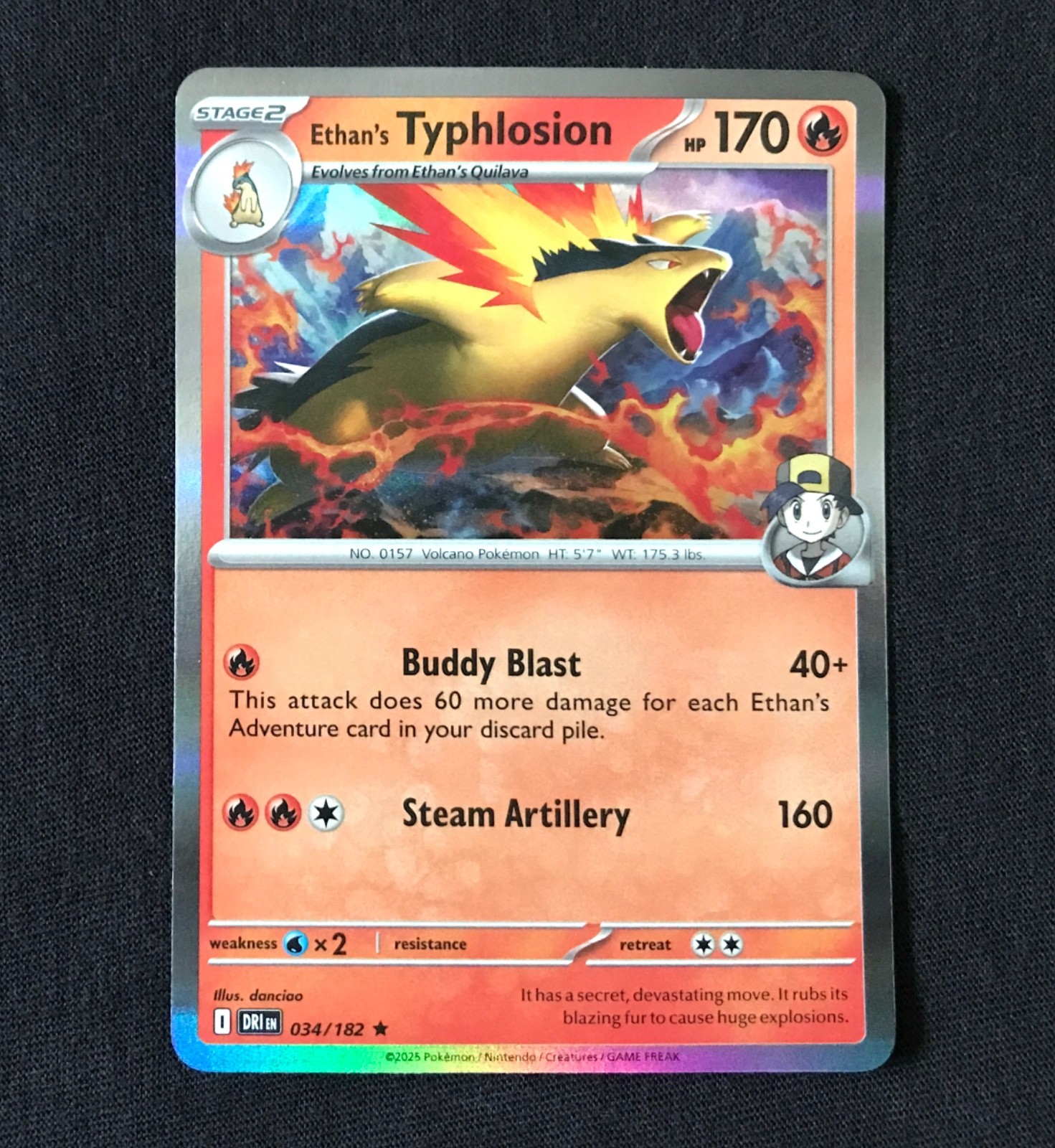 Ethan\'s Typhlosion 034/182 Holo Rare Destined Rivals Pokémon Card Near Mint