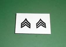 Pair Set US Army Sergeant SGT E5 Black Subdued Metal Rank Insignia Chevron Pins picture