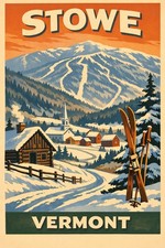 🗻 Stowe Vermont Ski Resort Vintage Poster - 24x36” Premium Matte Paper 200gsm picture