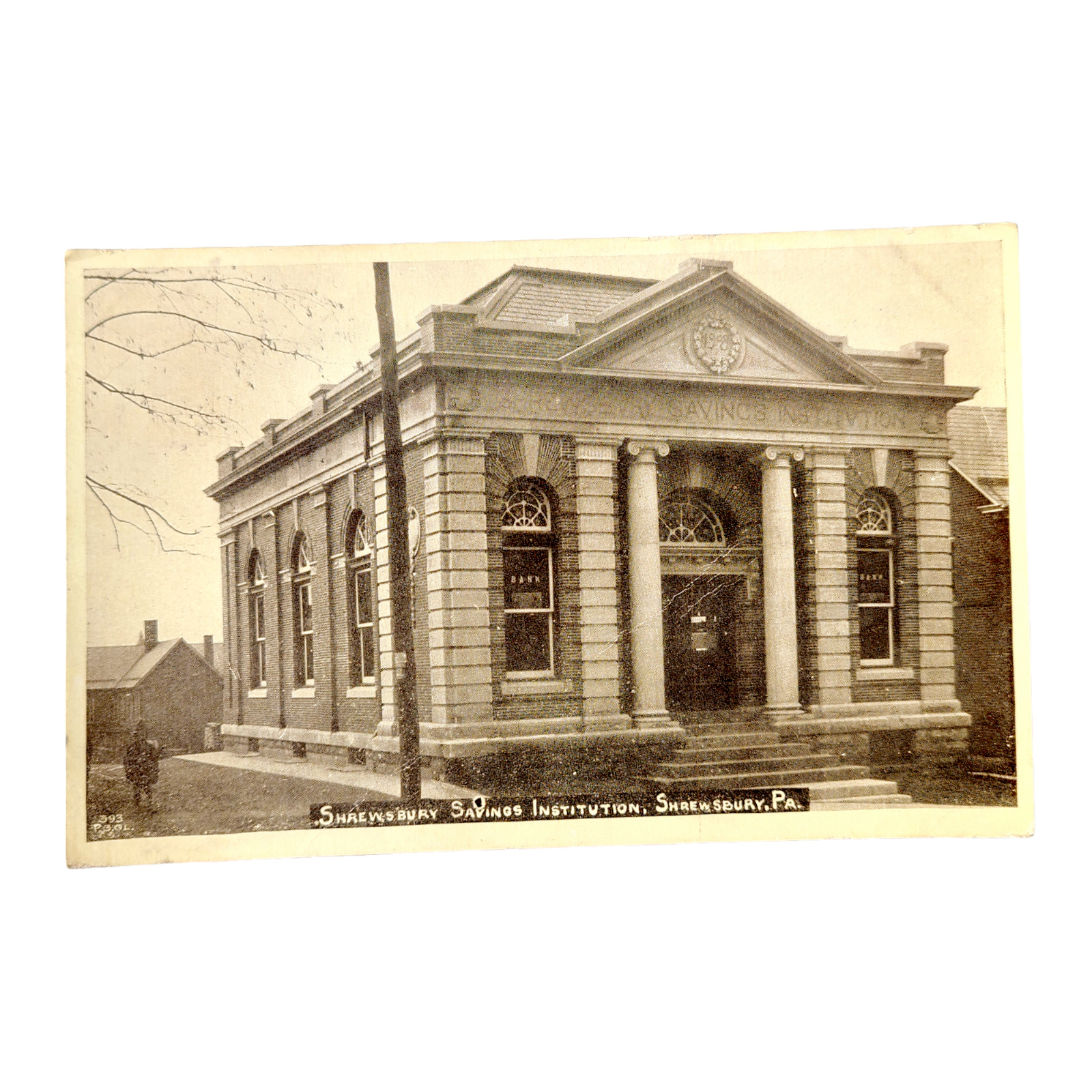 1909 Shrewsbury Savings Institution PA Postcard Pennsylvania Vintage