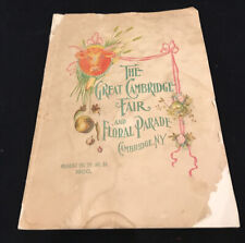 The Great Cambidge Fair & Floral Parade Cambridge, NY Program 1900 picture