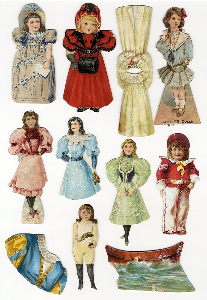 PAPER DOLL Lot 1880-90\'s as is McLaughlin\'s ADAMS GUM Dr Jayne\'s 11 Trade Cards