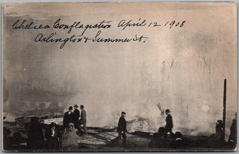 1908 Chelsea, Massachusetts Postcard GREAT FIRE Disaster 