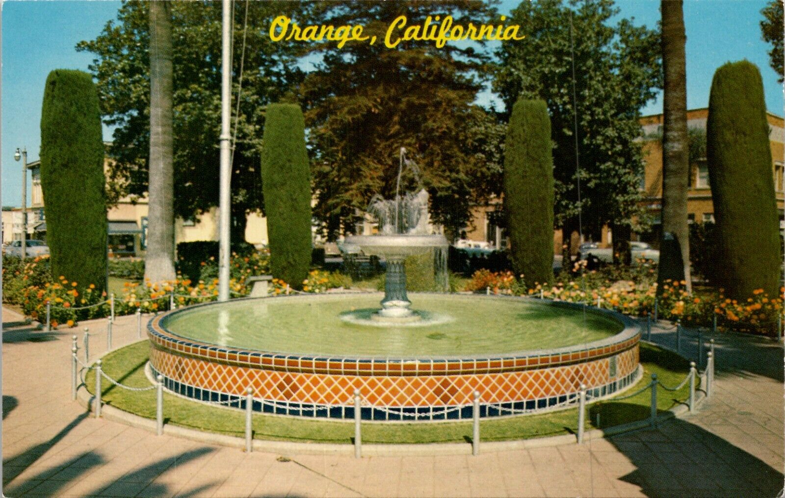 Orange California Memorial Fountain  Vintage Postcard spc2