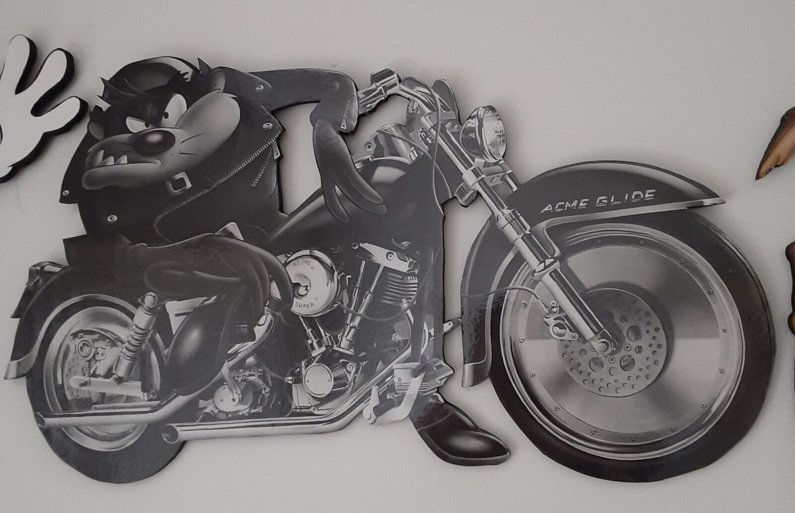 NEW Taz Motorcycle Cut out Wall Plaque Warner Bro Collectible