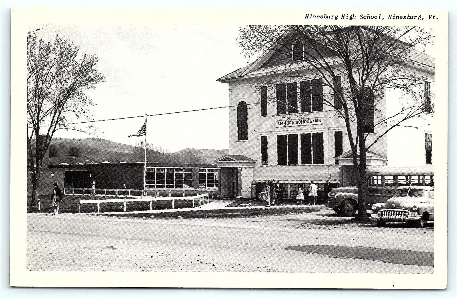 Postcard VT Hinesburg High Scholl 1940's C3