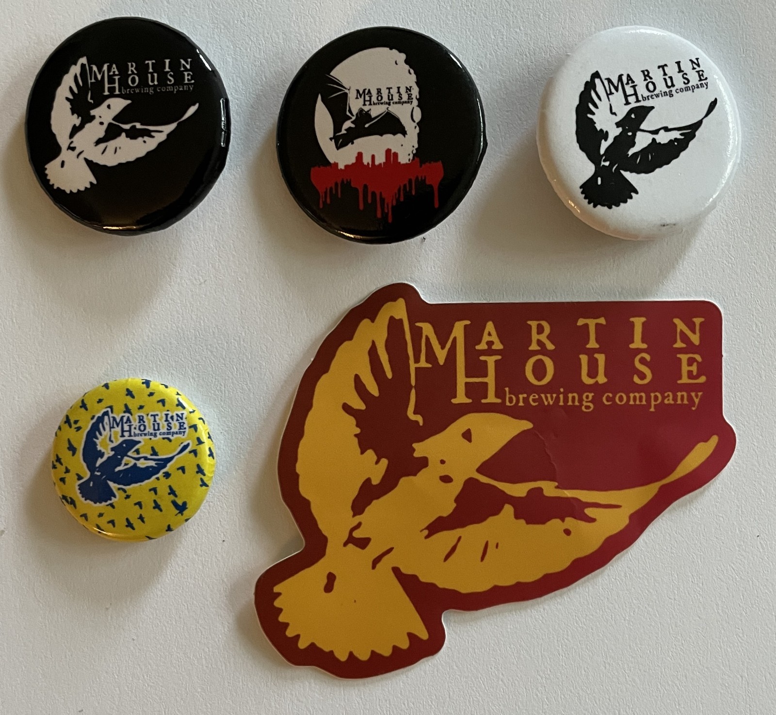 MARTIN HOUSE BREWING COMPANY Fort Worth TX – Buttons & Sticker MEMORABILIA Lot MARTIN HOUSE BREWING COMPANY Fort Worth TX – Buttons & Sticker MEMORABILIA Lot