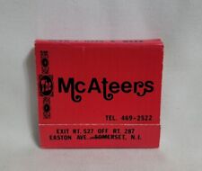 Vintage The McAteers Restaurant Matchbook Somerset NJ Advertising Matches Full picture