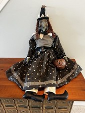 Sharon Andrews ESC Halloween Witch Black Cat Primitive Vtg Folk Art Large 34