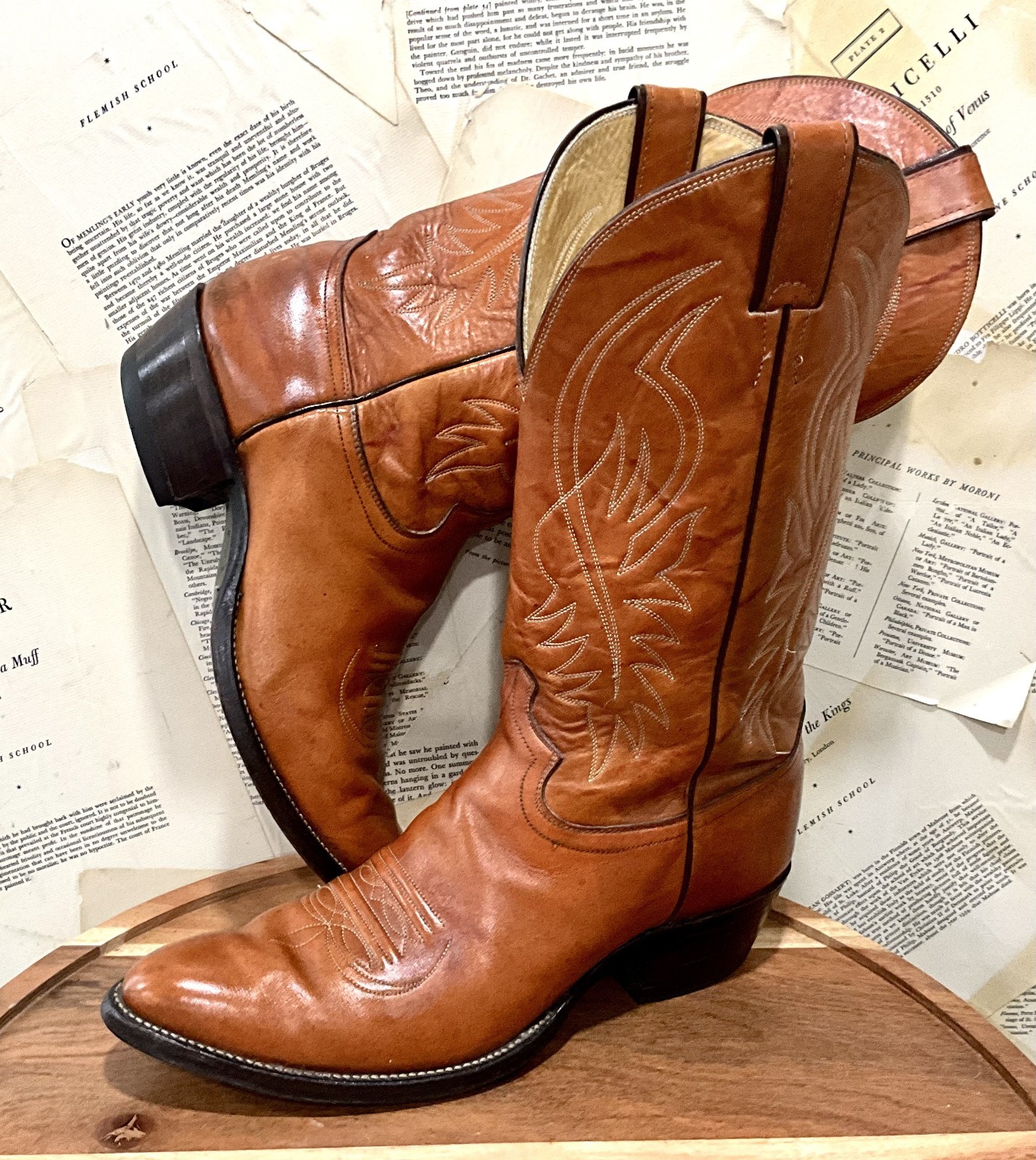 Vintage Justin 8497 Cowboy Boot USA 1970's Tan Leather Western 10D GUC Vintage Justin 8497 Cowboy Boot USA 1970's Tan Leather Western 10D GUC